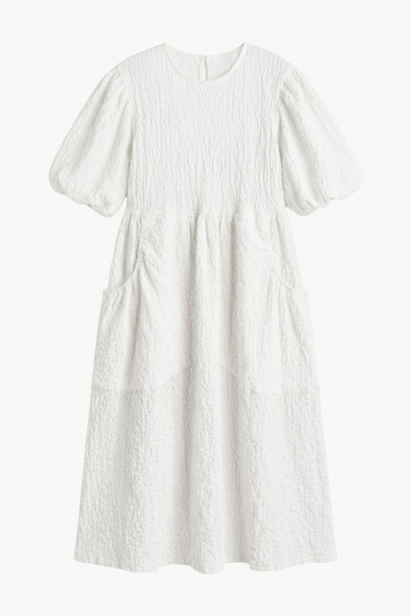 Piano Dress - White Powder Cotton