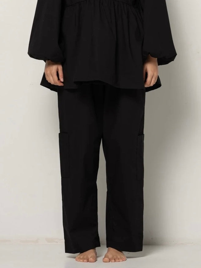 Tilda Pants - Black Cotton Poplin Down Proof