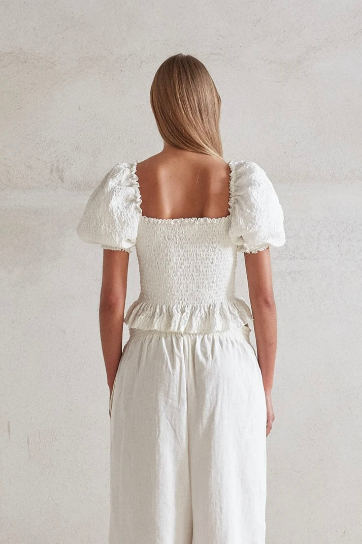 L'Amour Blouse - White Powder Cotton