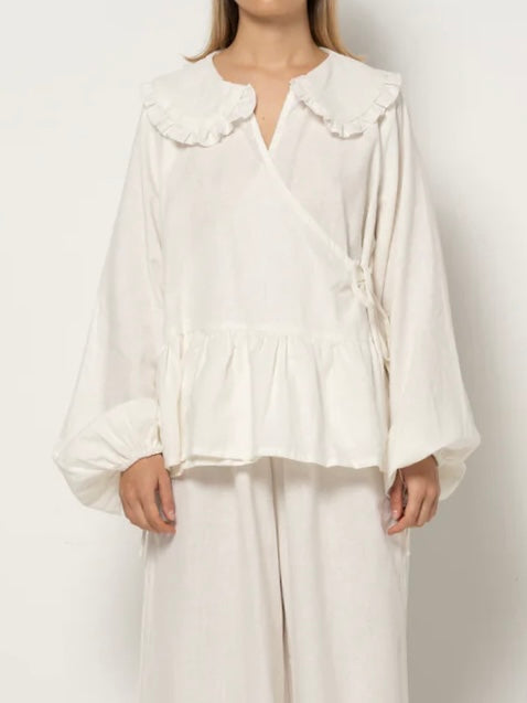 Ada Mini Collar Blouse - Natural Dye Hemp Organic Cotton