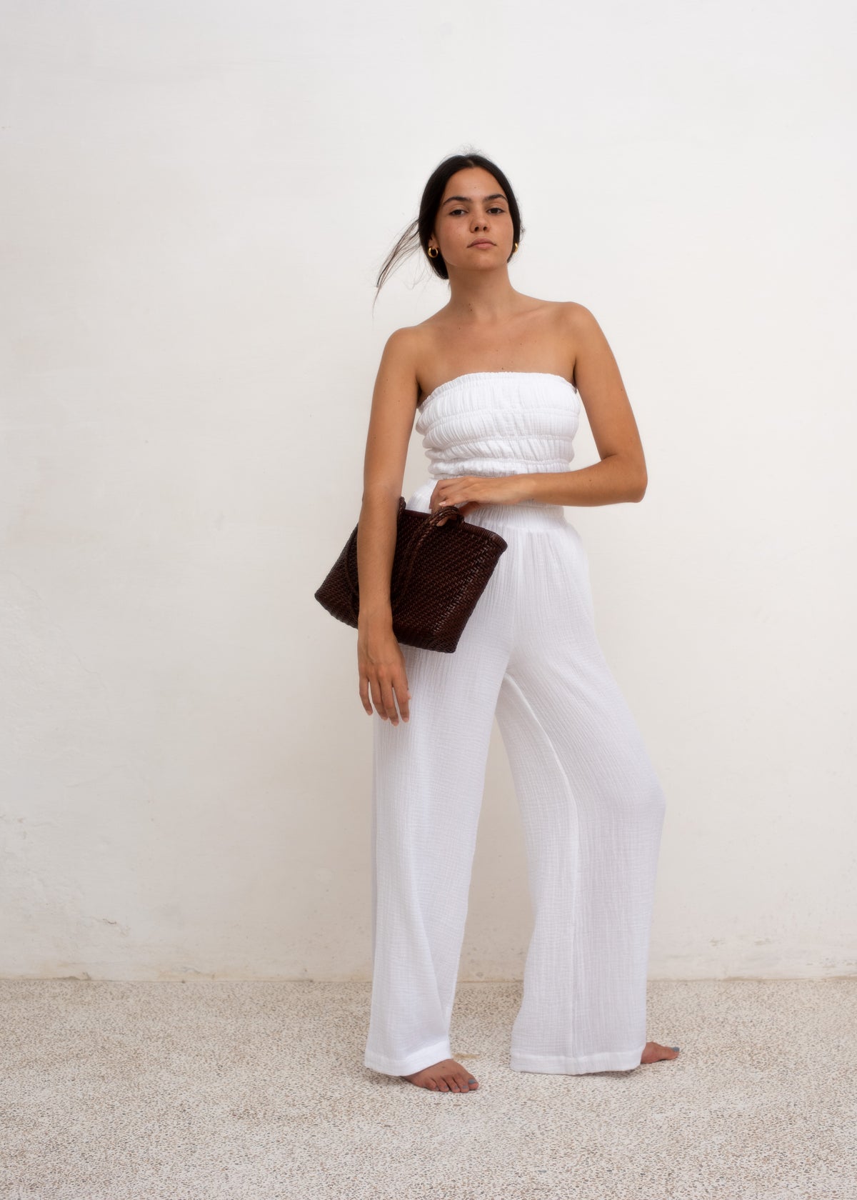 Lea Pants — White Cotton Gauze