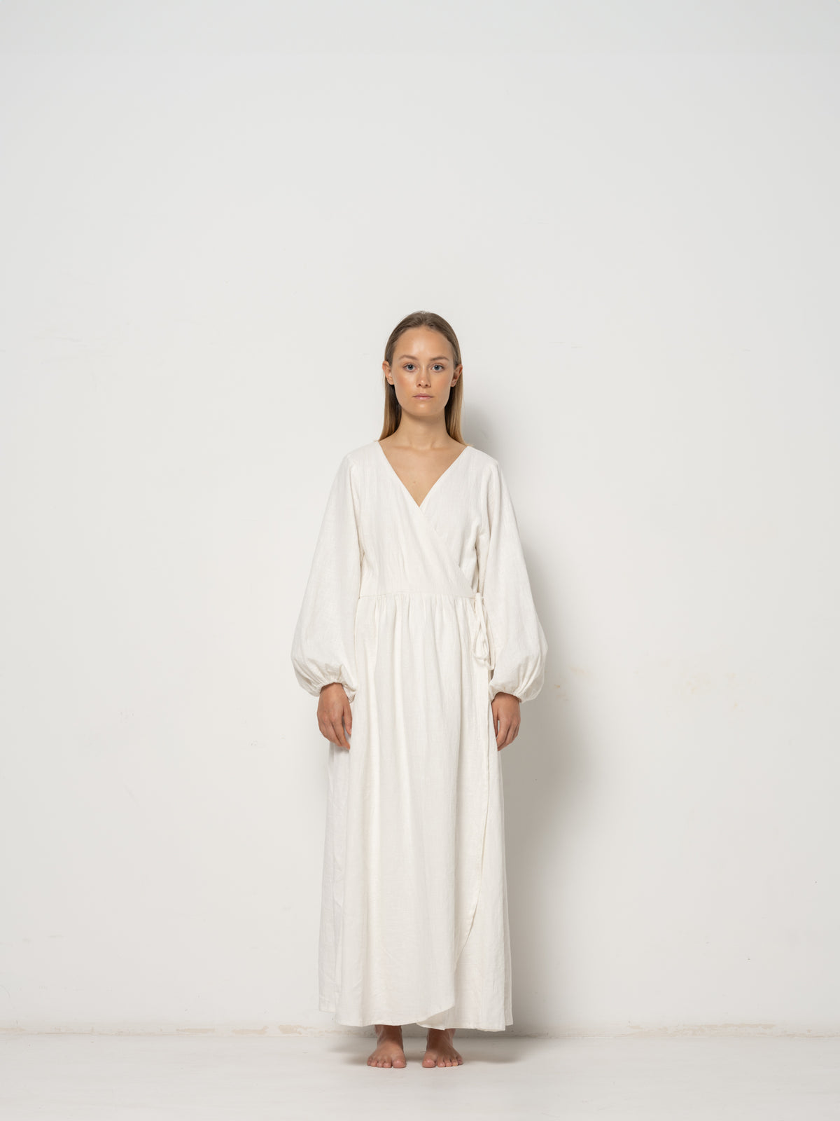 Amadea Longsleeve Dress - Natural Ramie Cotton