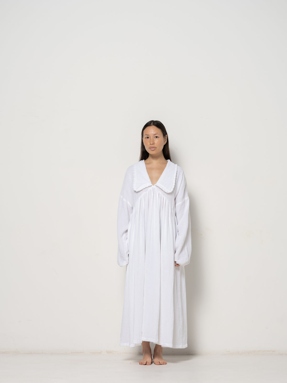 Majken Dress - White Cotton Gauze