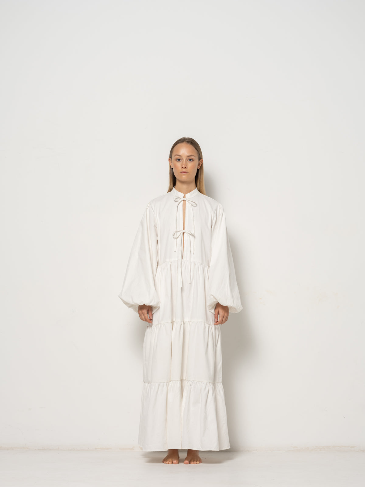 Freja Longsleeve Dress - Natural Twill Cotton