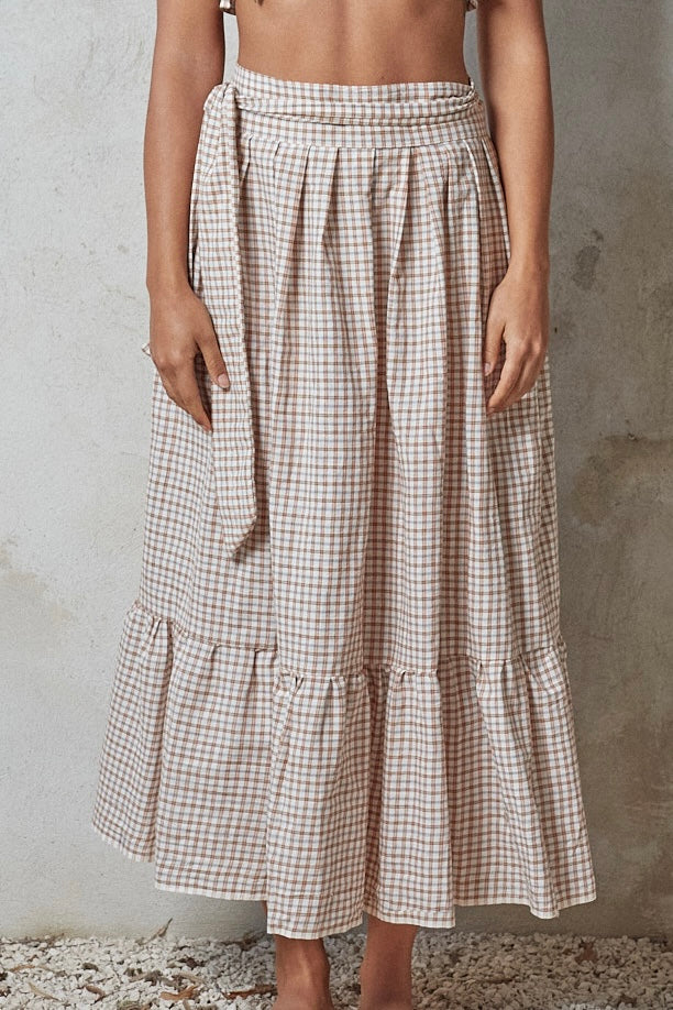 La Jupe Sauvage – Tangerine Checker Cotton [last unit]