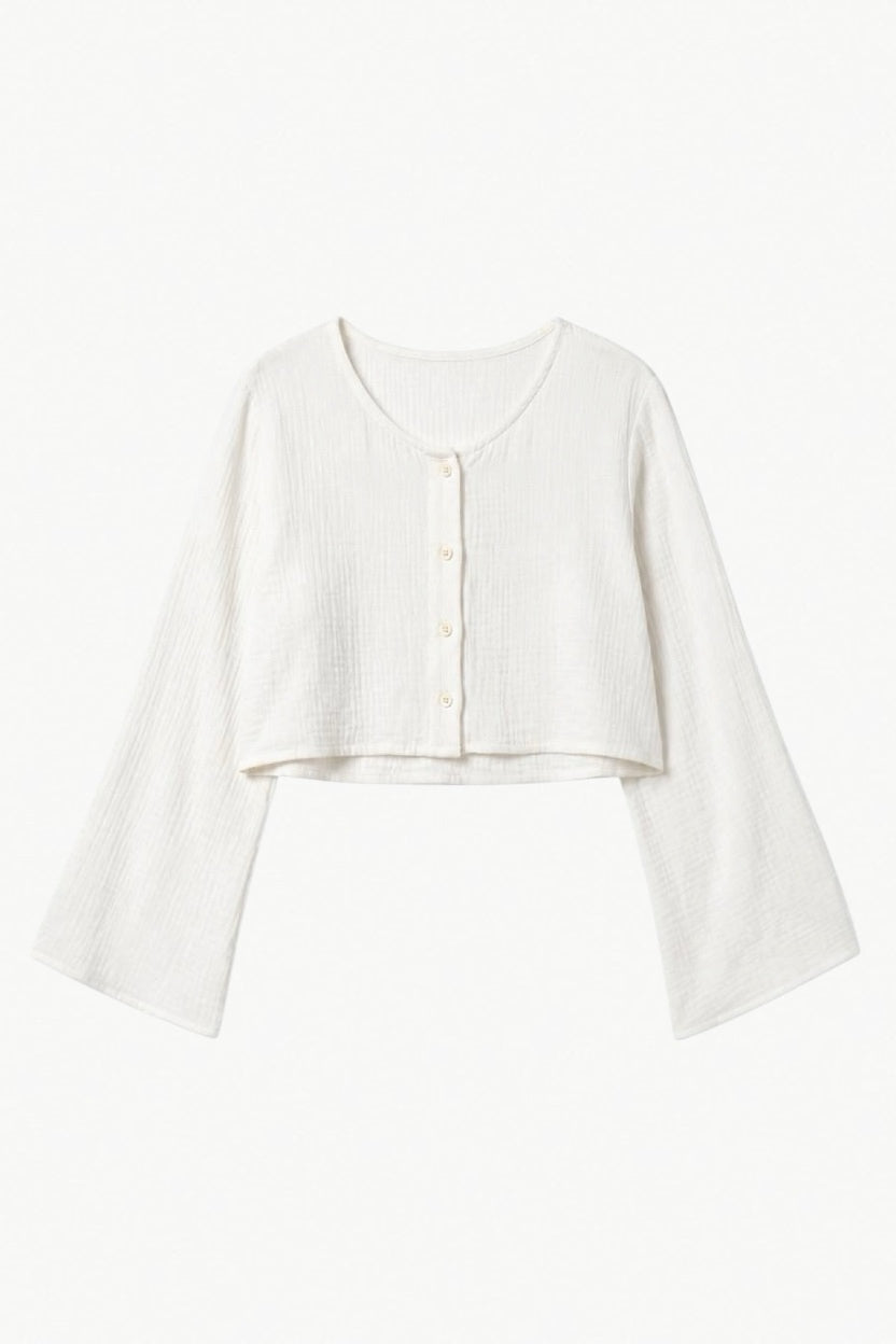 Cropped Odina Sleeve - White Cotton