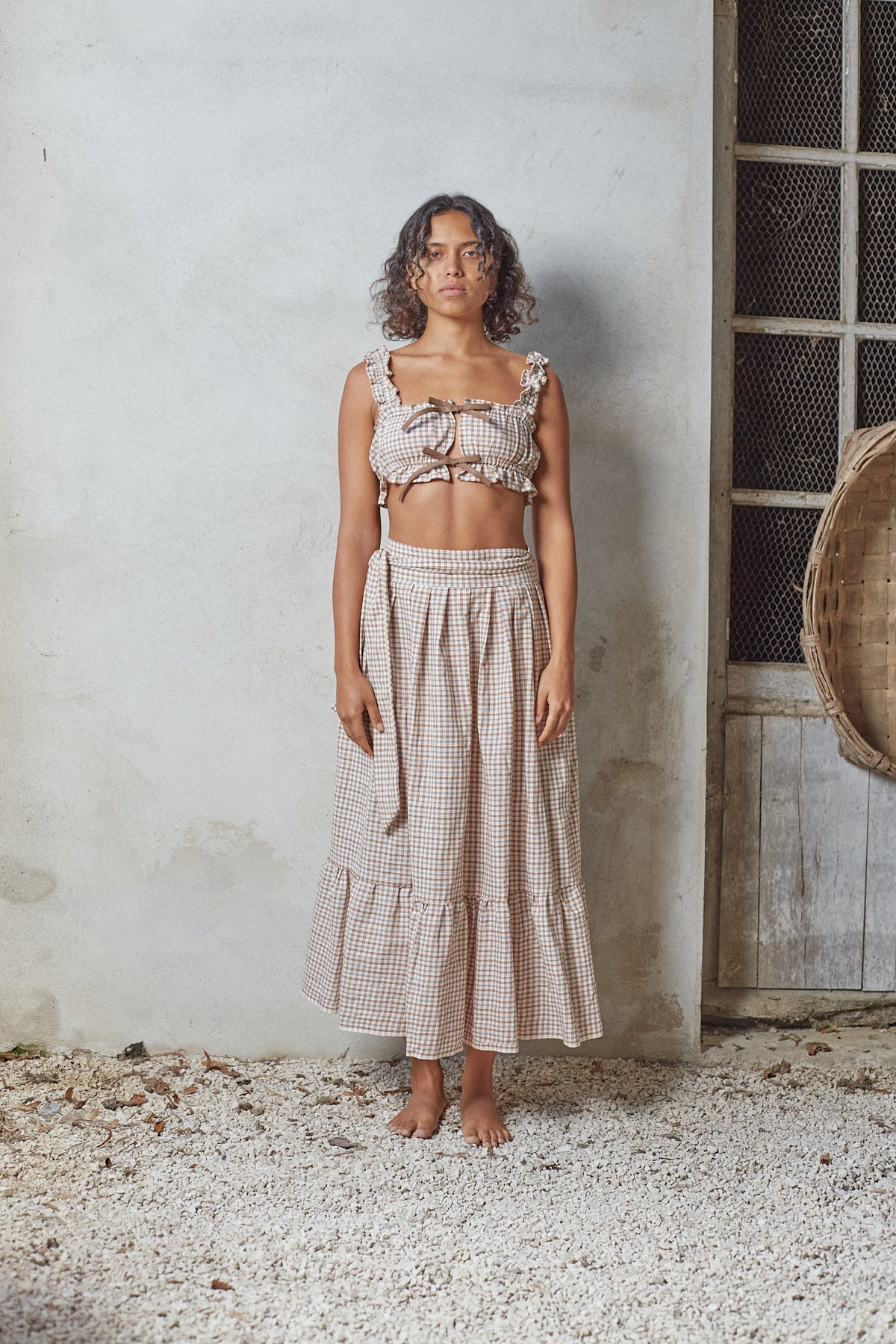 La Haut du Chiffonée – Tangerine Checker Cotton