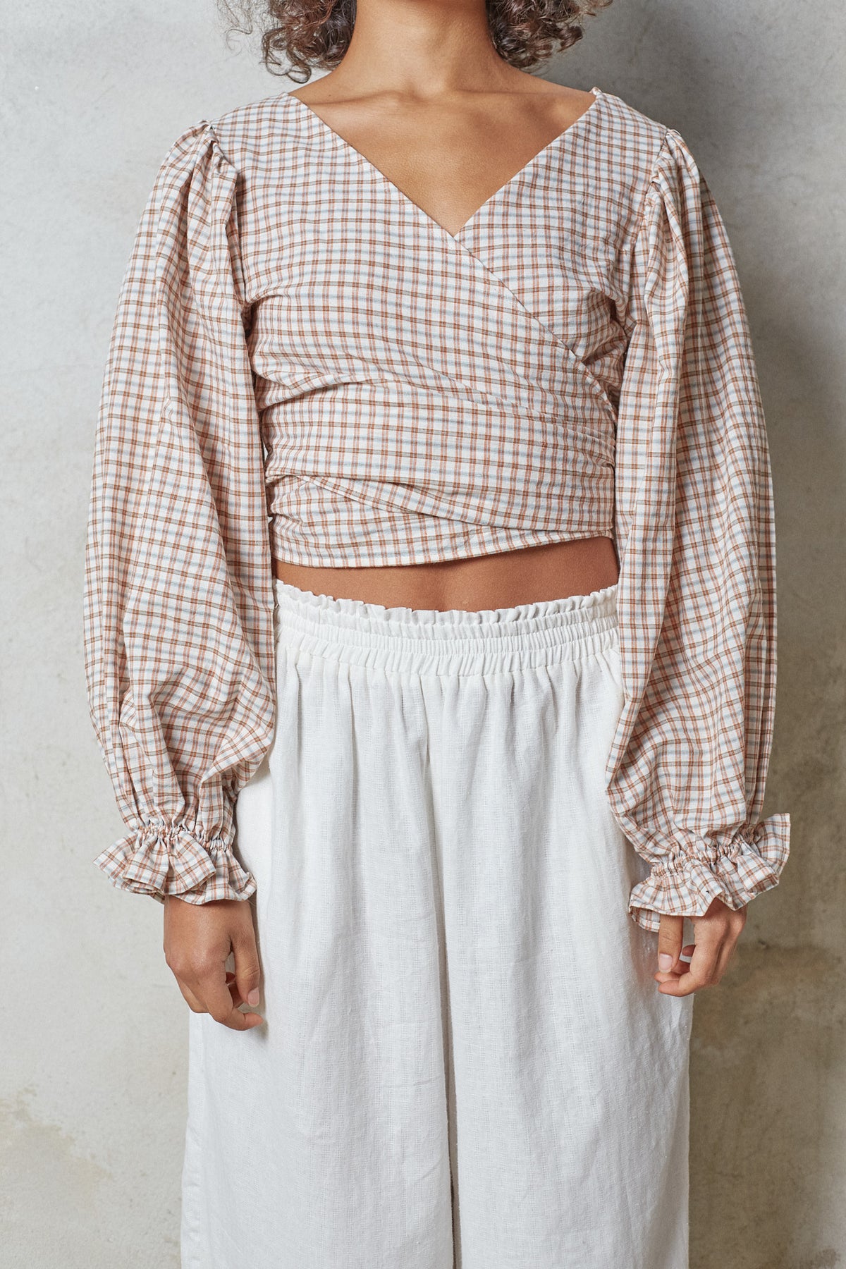 La Blouse Moisson – Tangerine Checker Cotton [last unit]